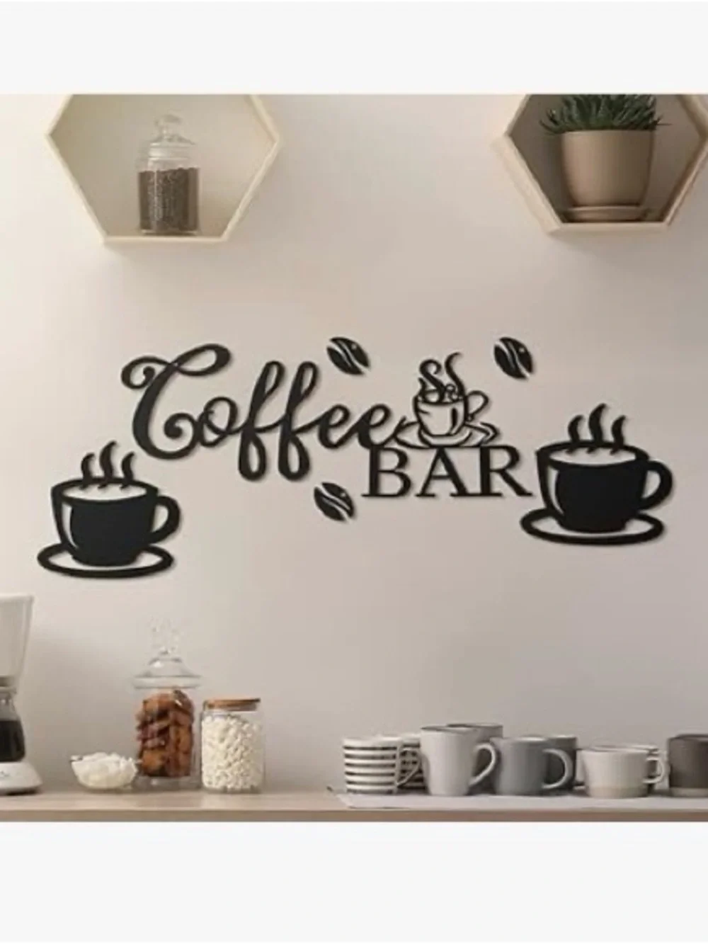 Coffee Bar Black Wall Sign - Script Metal Decor